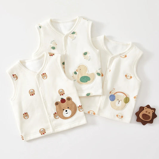 Baby Cotton Padded Vest Autumn And Winter 3-8 Months Baby Pure Cotton Outer Vest Newborn Shoulder Jacket