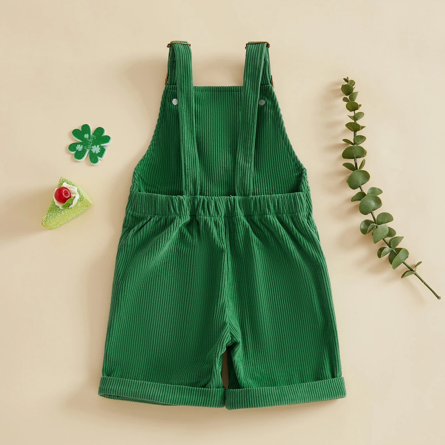 Lucky Shamrock Baby Corduroy Overall Shorts