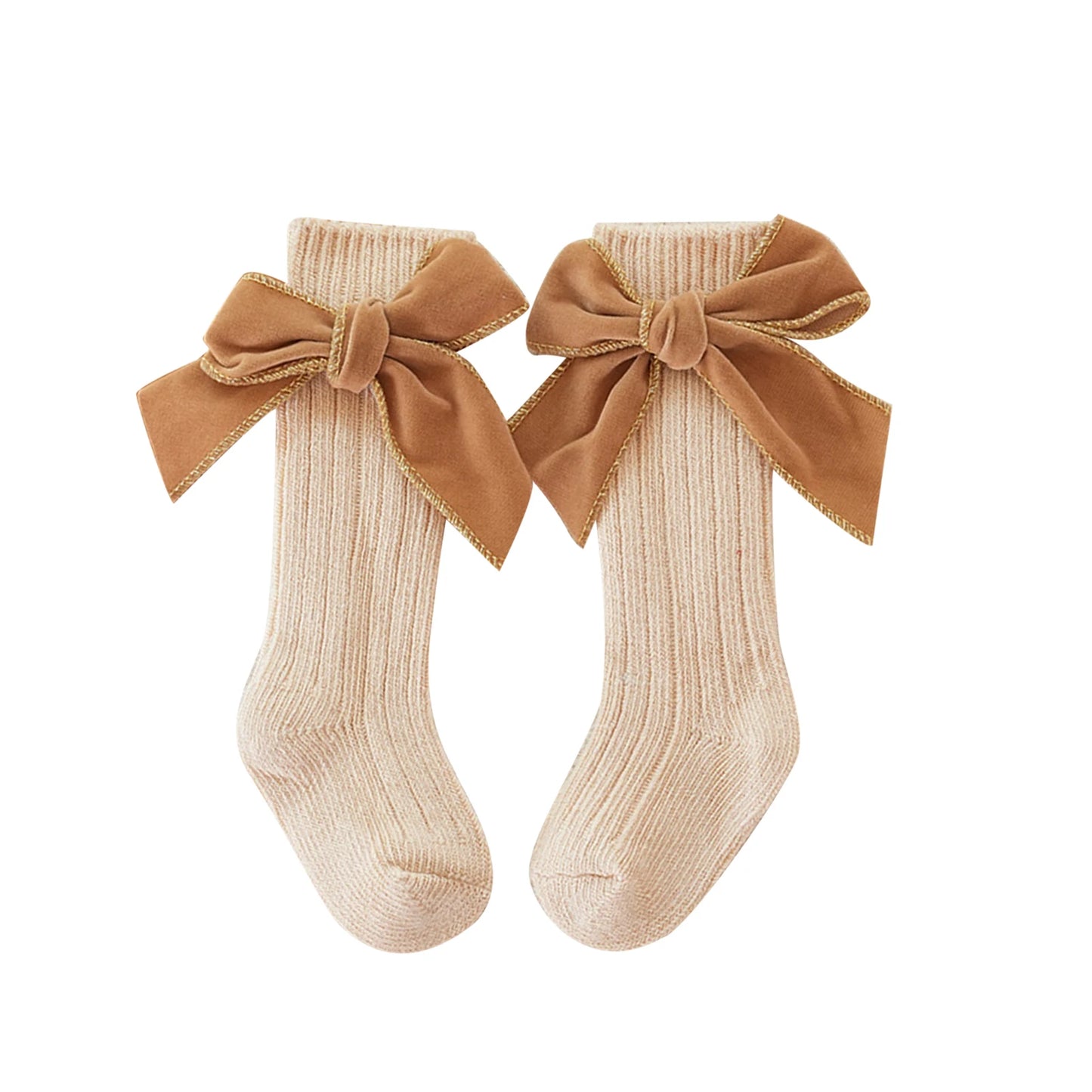 Elegant Baby Girl Socks with Velvet Bows