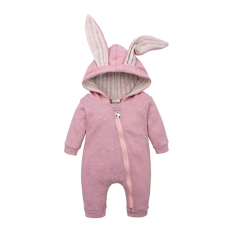 Bunny Ear Hooded Baby Jumpsuit Set