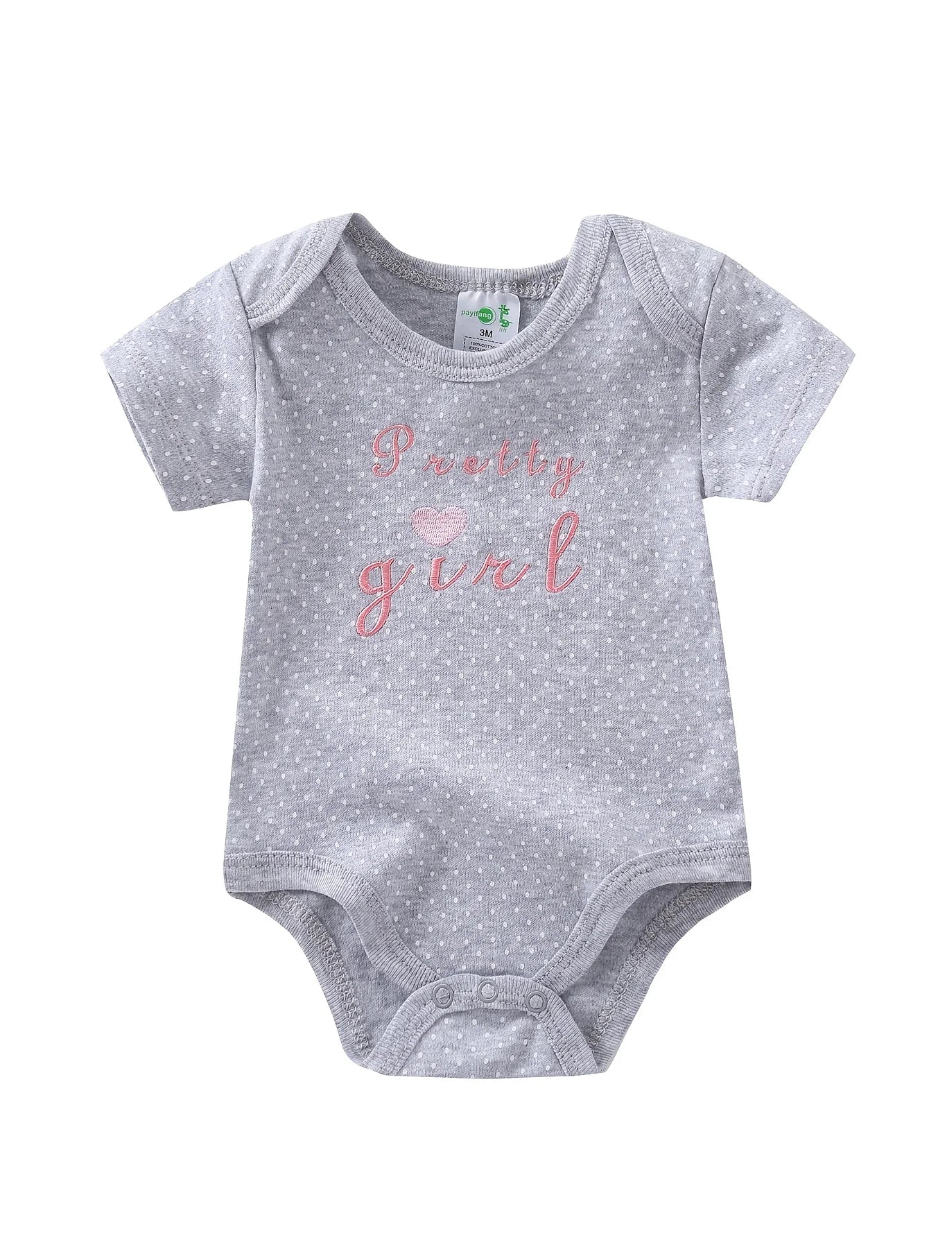 5pcs Girls' Short-Sleeve Bodysuits, Cotton Baby Romper Onesies, Girls' Essential Clothing, Newborn Hospital Birth Supplies, Perfect for Outdoor