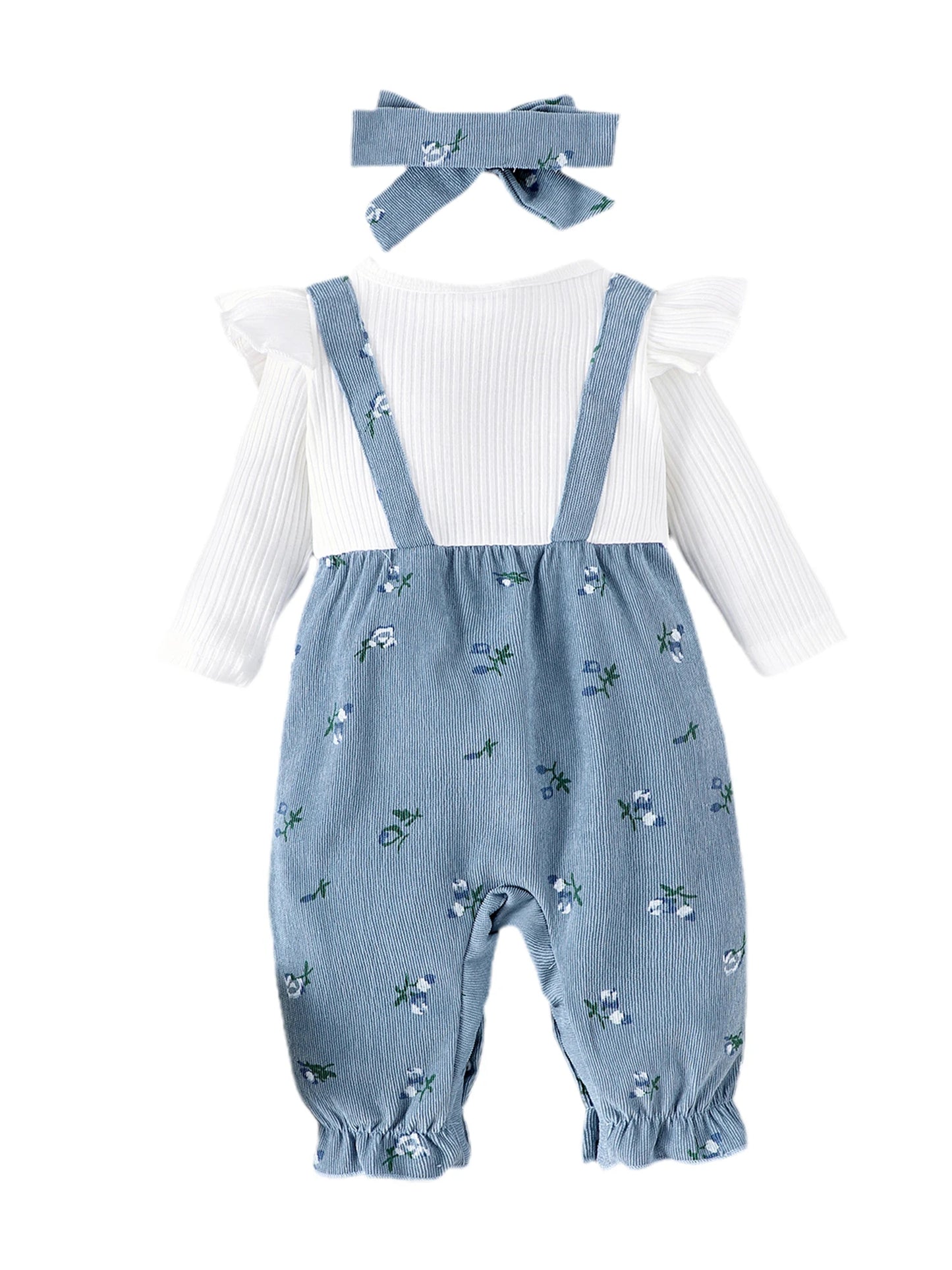 Adorable Baby Overall and Bodysuit Set with Matching Headband