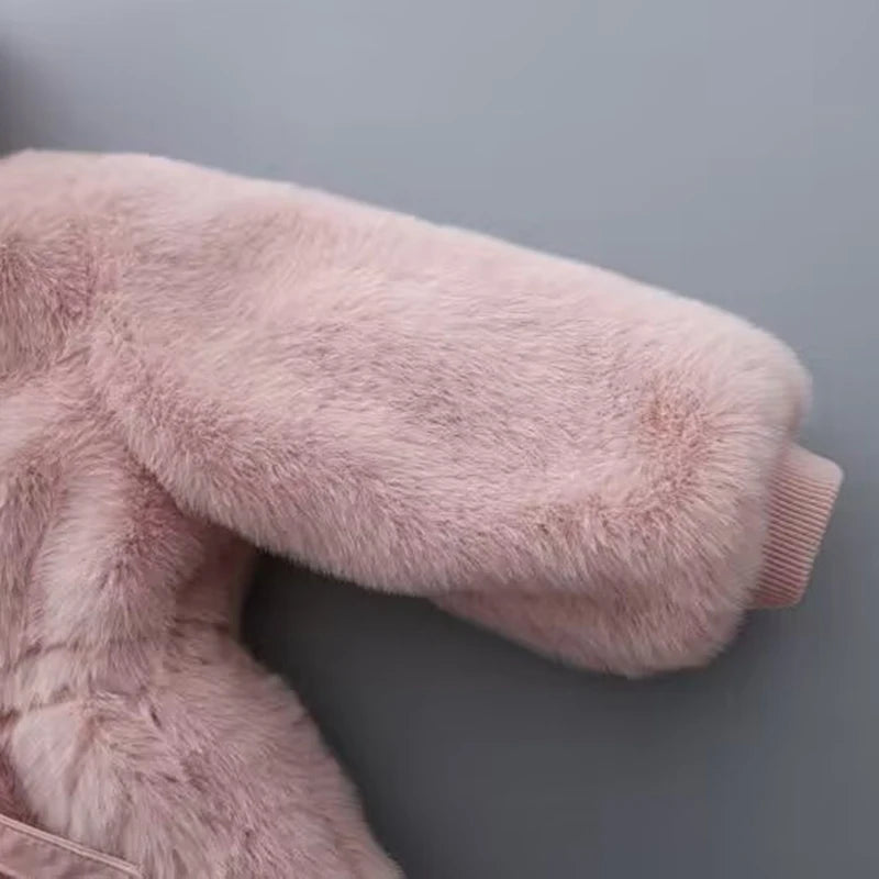 Luxurious Faux Fur Hooded Coat for Girls