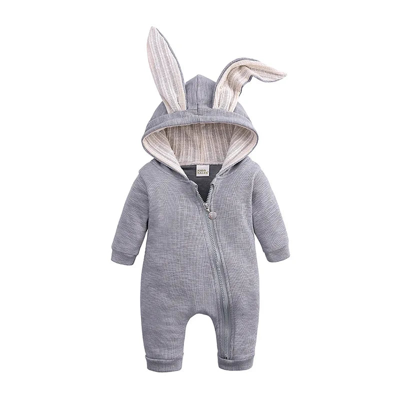 Bunny Ear Hooded Baby Jumpsuit Set
