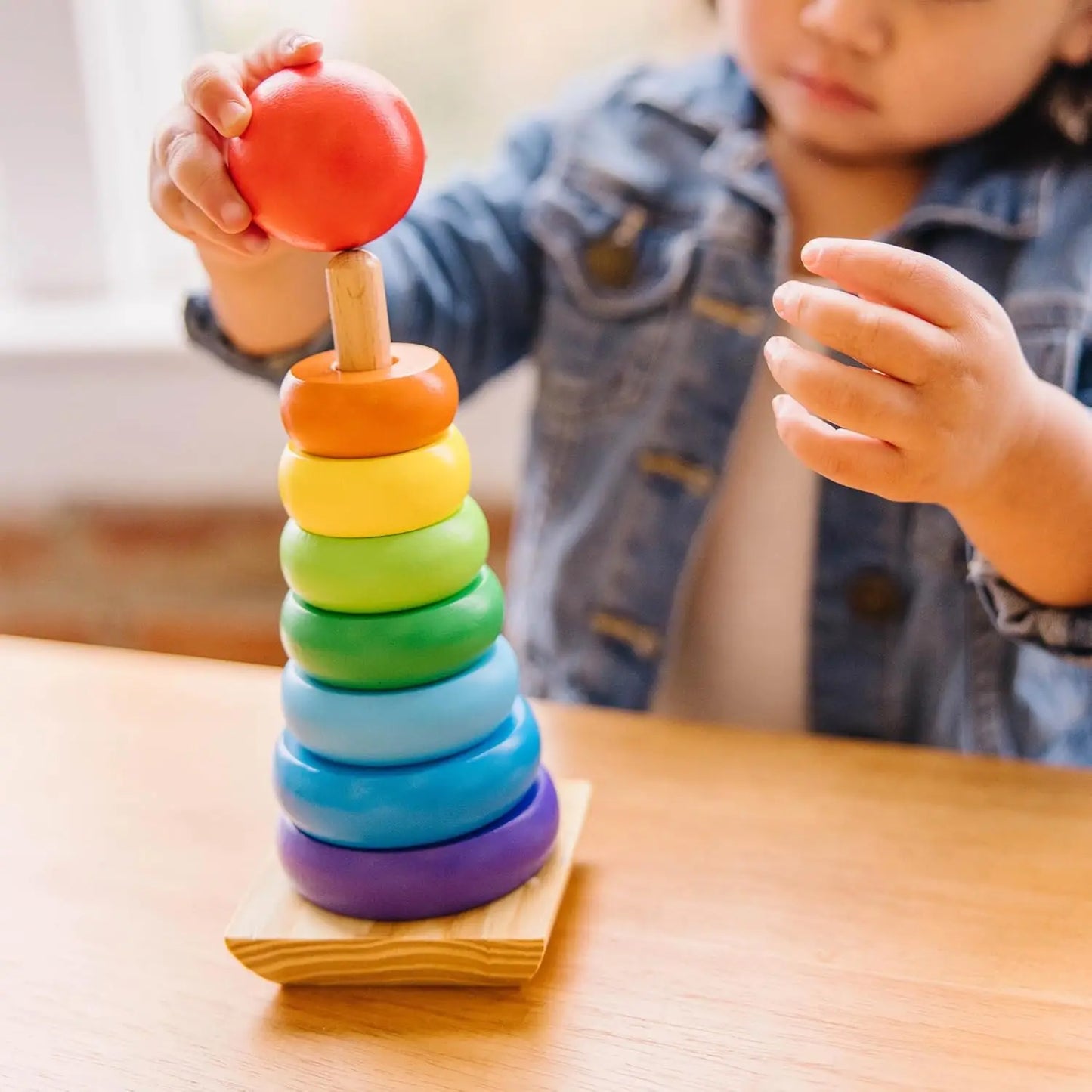 Classic Rainbow Stacker Wooden Ring Educational Toy