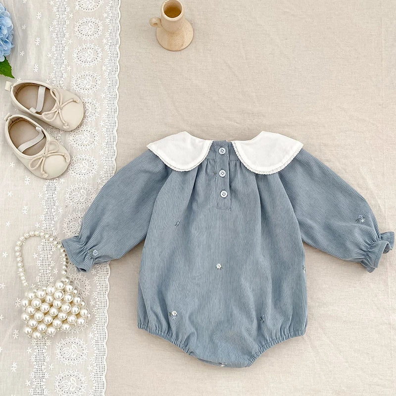 2025 New Toddler Baby Girls Romper Spring Children Clothes Ruffled Long Sleeved Cotton Baby Clothing Flower Baby Girls Jumpsuit