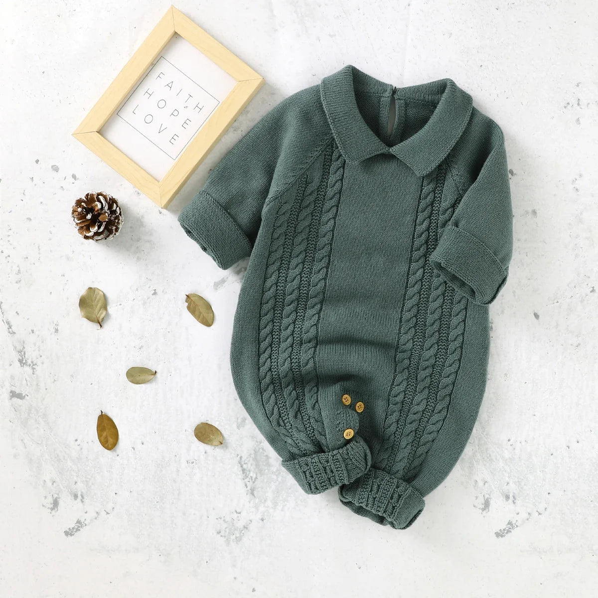 Baby Knitted Hooded Romper 0-18m