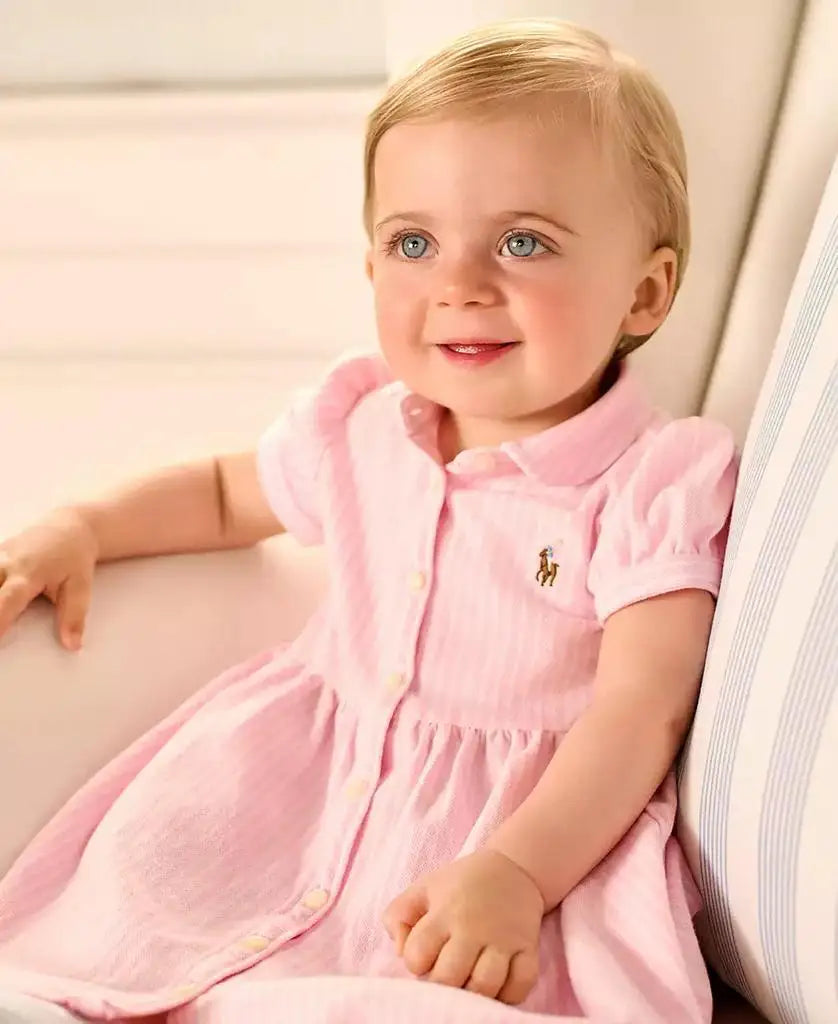 Polo Ralph Lauren Baby Girls Striped Knit Oxford Dress