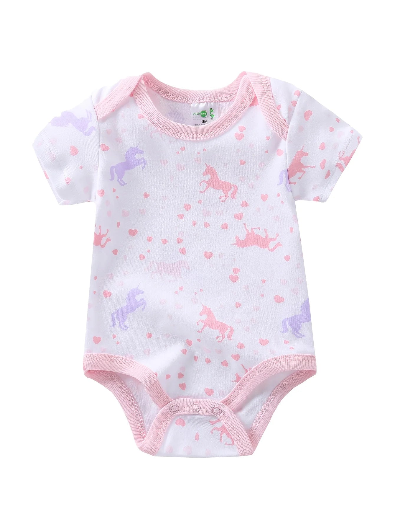 5pcs Girls' Short-Sleeve Bodysuits, Cotton Baby Romper Onesies, Girls' Essential Clothing, Newborn Hospital Birth Supplies, Perfect for Outdoor