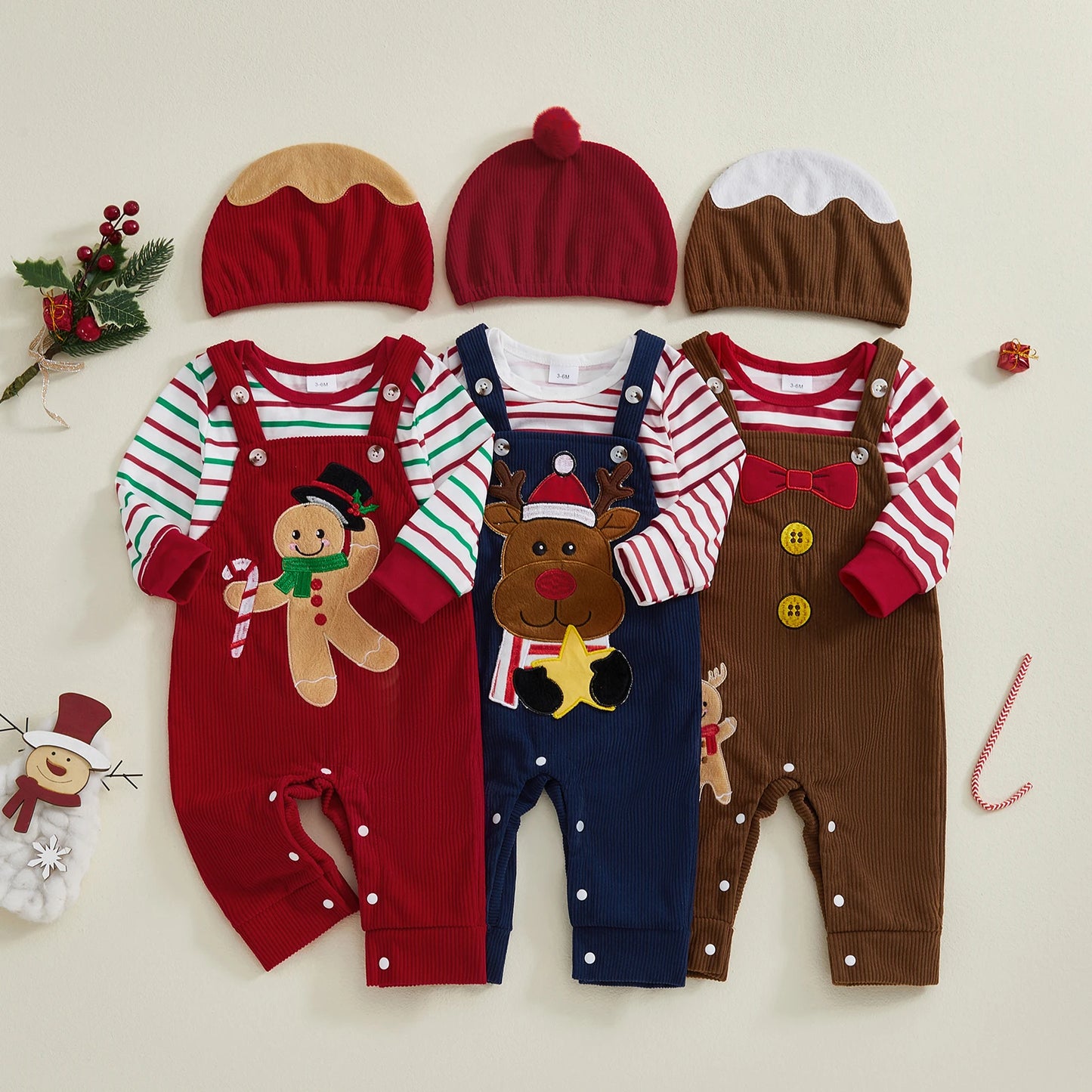 Christmas Casual Baby & Toddler Romper 3 pc Sets