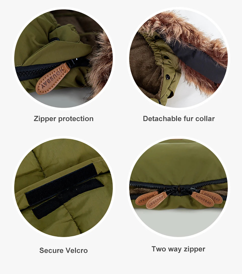 Stroller Footmuff Winter Baby Carriage Bag In Pram Removable Thicker Fur Collar Warm Flannel Newborn Cocoon Baby Envelope