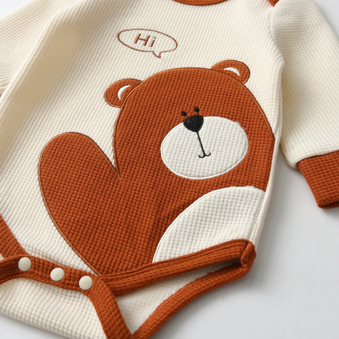 Keep your Baby Boy warm with this Cute Bear Waffle Knit Baby Outfit