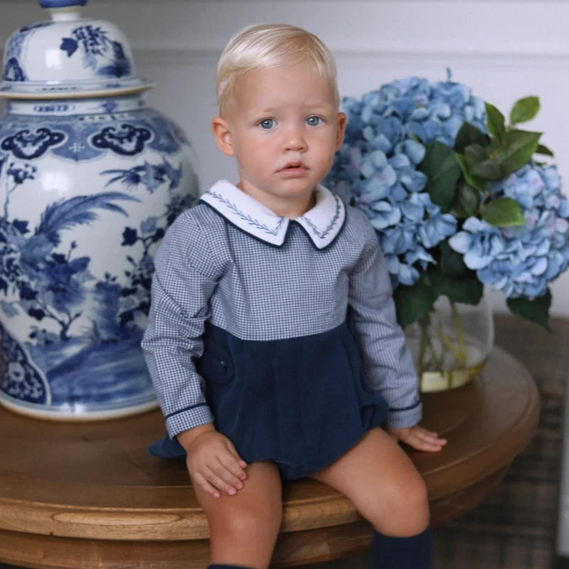 Infant Boutique Baby Boy One Piece Embroideried Romper