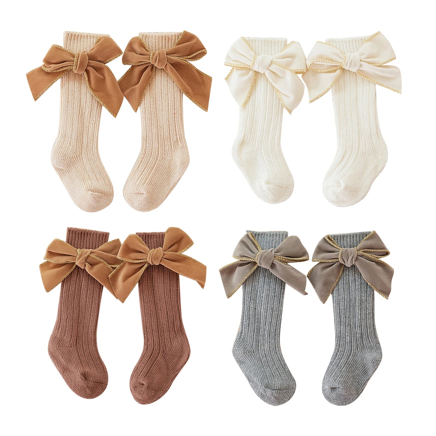 Elegant Baby Girl Socks with Velvet Bows