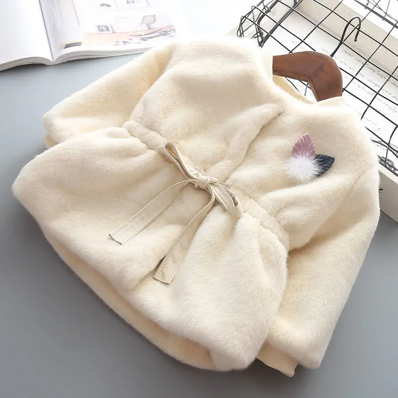 Charming Pink Faux Fur Coat for Girls