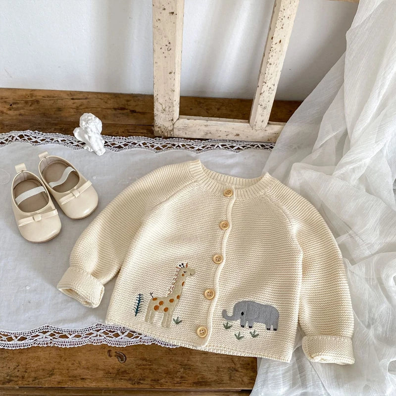 Adorable Knit Baby Cardigan - Safari-Inspired Charm!