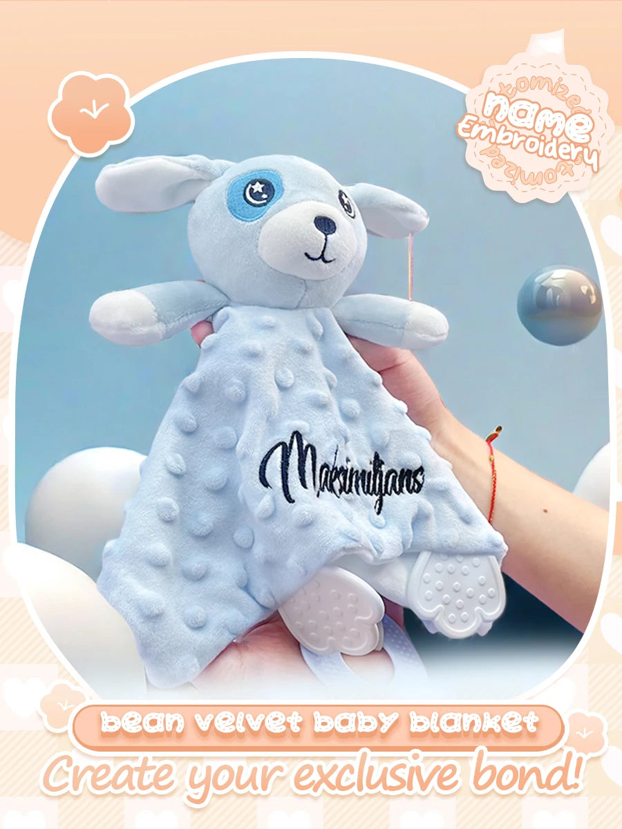 Personalized Baby Blanket Newborn Stroller Sleeping Dolls Custom Blanket With Name Animal Security Towel Gift Set
