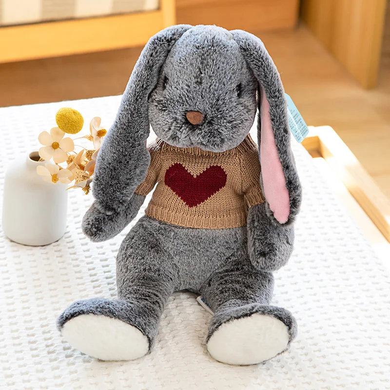 Plush Bunny Dolls with Knitted Sweaters – Assorted Colors