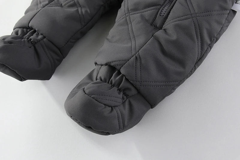 Cozy Plush Baby Snowsuit with Animal Patch, Available in 3 colors