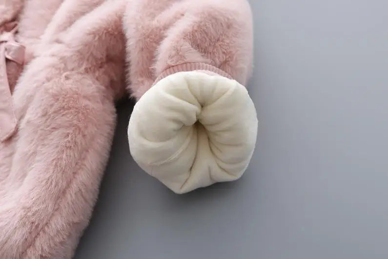 Charming Pink Faux Fur Coat for Girls