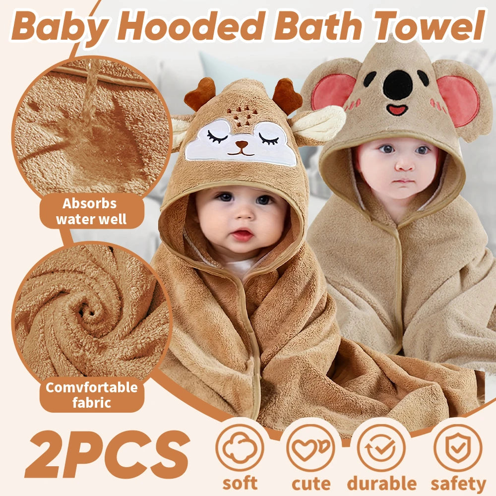 Adorable Animal-Themed Baby Hooded Bath Towels