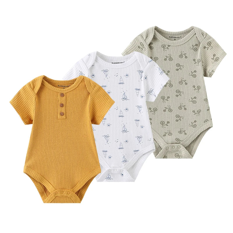 Kiddiezoom unisex summer three piece 100% pure cotton comfortable newborn set