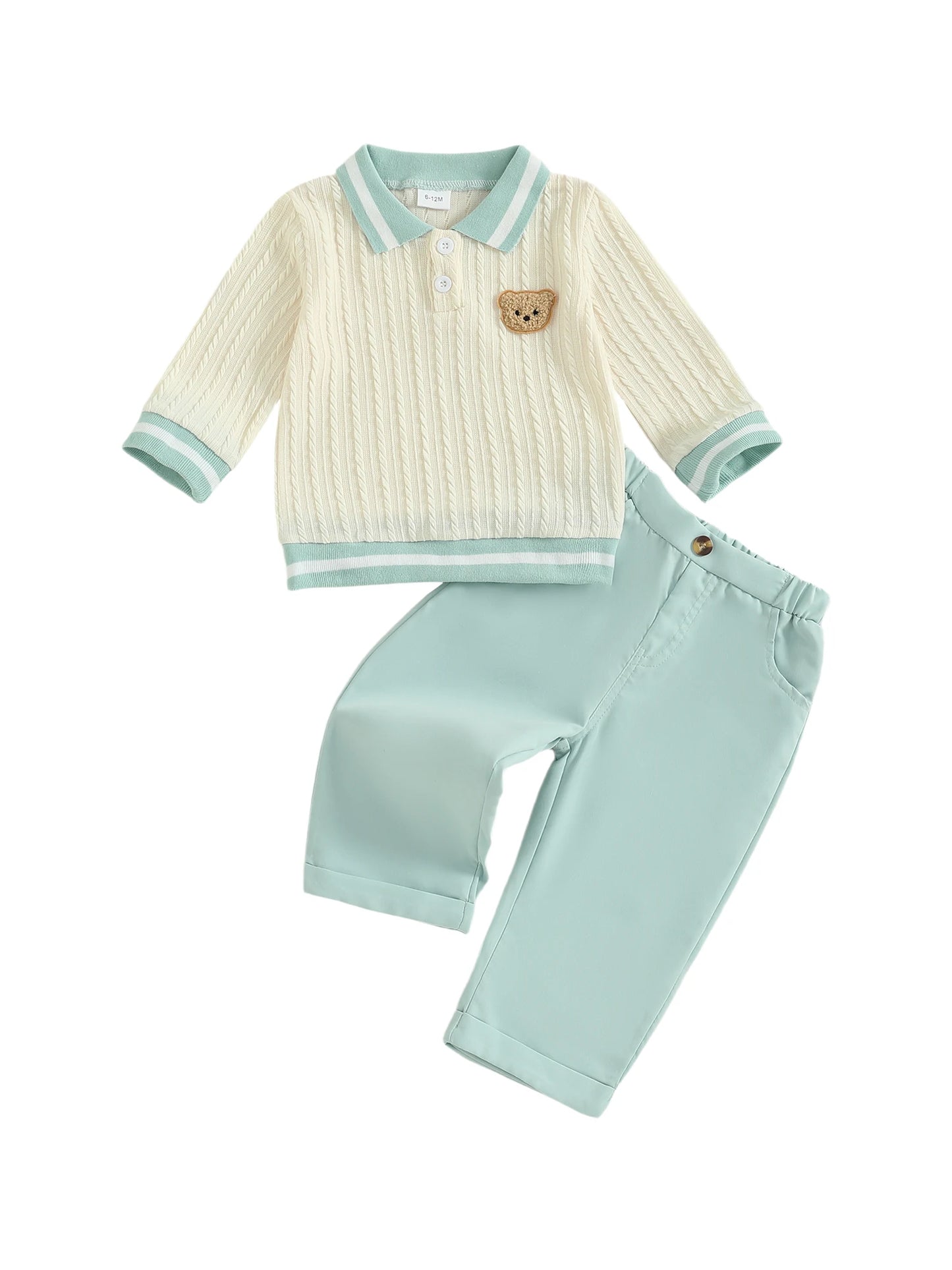Adorable Cable Knit Polo Outfit Set for Toddlers