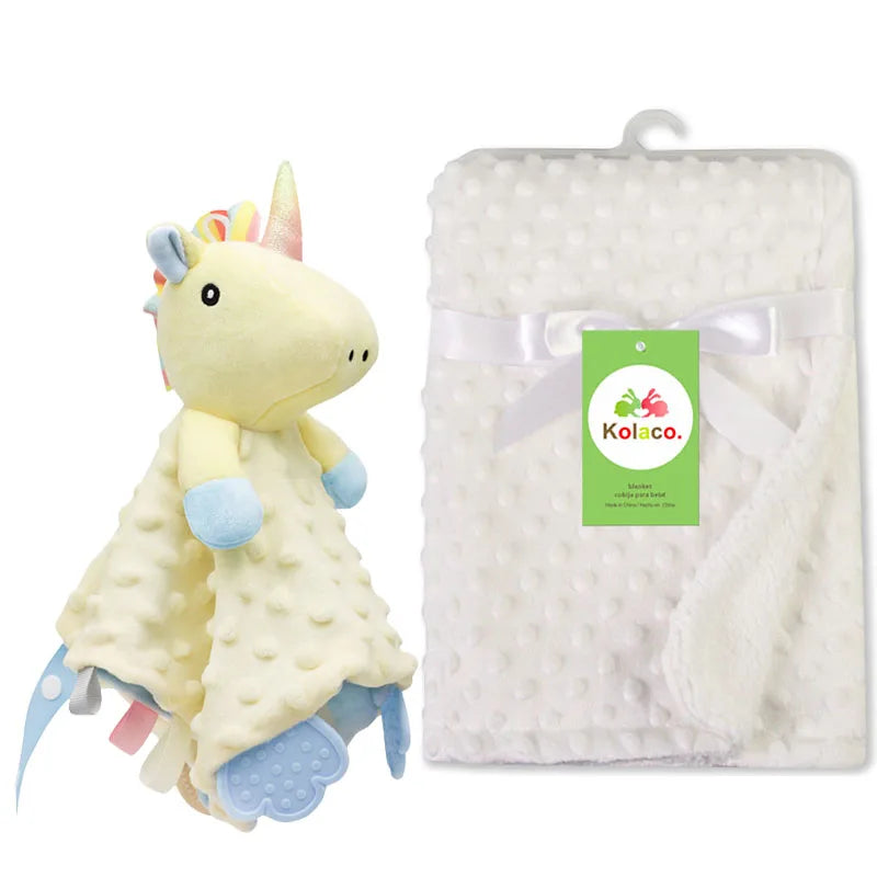 Personalized Baby Blanket Newborn Stroller Sleeping Dolls Custom Blanket With Name Animal Security Towel Gift Set