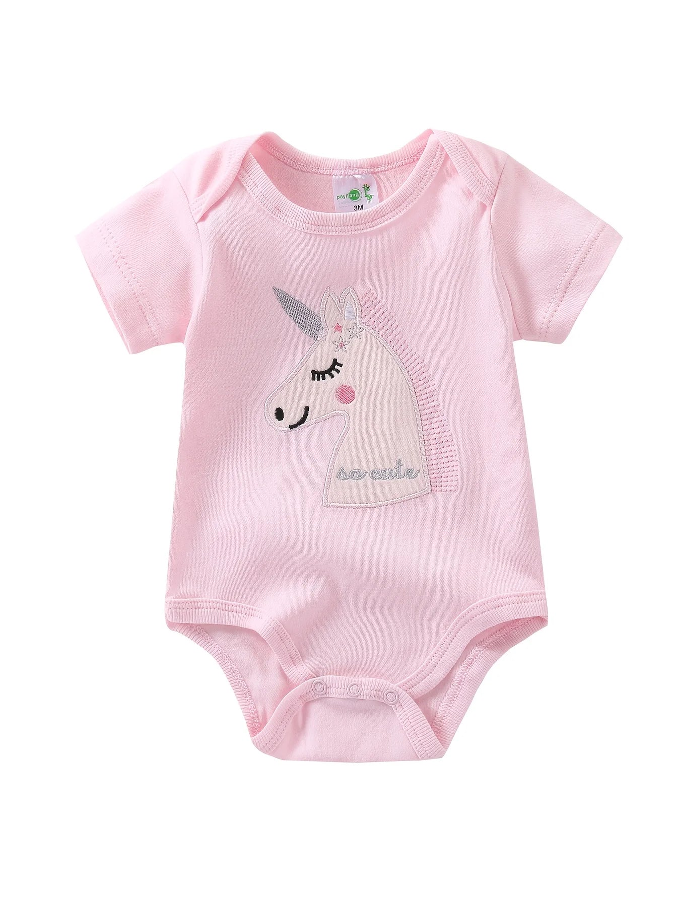 5pcs Girls' Short-Sleeve Bodysuits, Cotton Baby Romper Onesies, Girls' Essential Clothing, Newborn Hospital Birth Supplies, Perfect for Outdoor