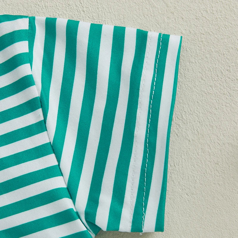 Green Stripe Golf Polo Bubble Romper