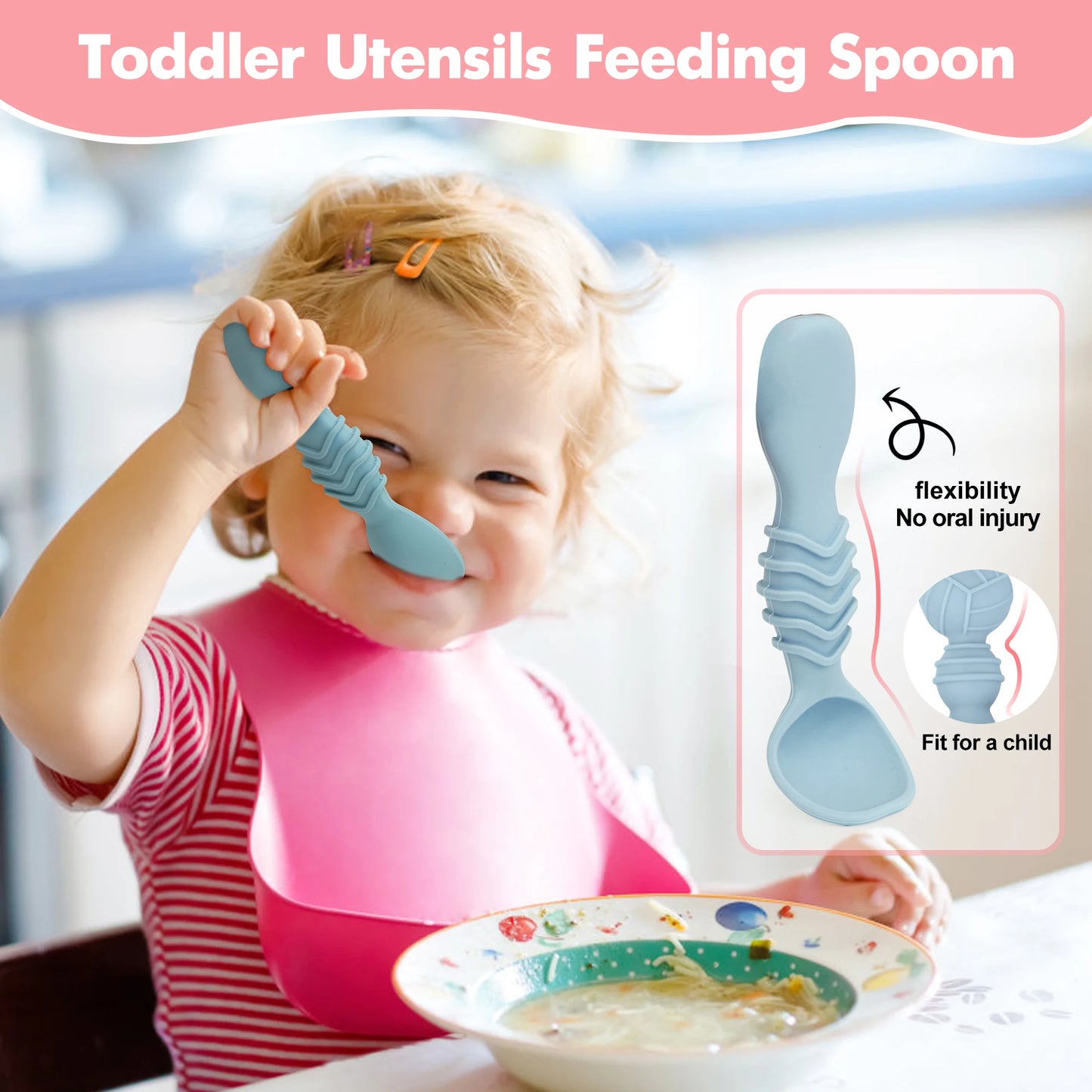 Fashion New 4-Pack Silicone Toddler Spoon Cutlery