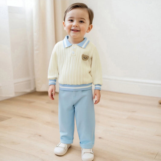Adorable Cable Knit Polo Outfit Set for Toddlers