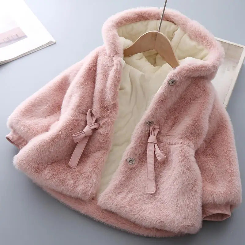 Charming Pink Faux Fur Coat for Girls