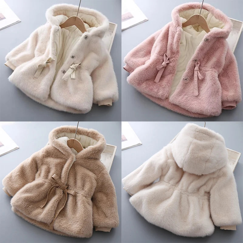 Luxurious Faux Fur Hooded Coat for Girls
