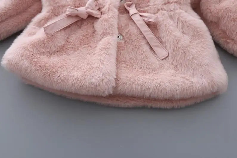 Charming Pink Faux Fur Coat for Girls