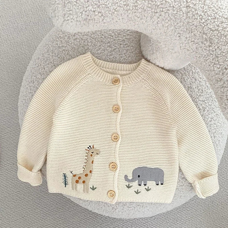 Adorable Knit Baby Cardigan - Safari-Inspired Charm!