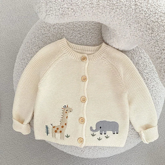 Adorable Knit Baby Cardigan - Safari-Inspired Charm!