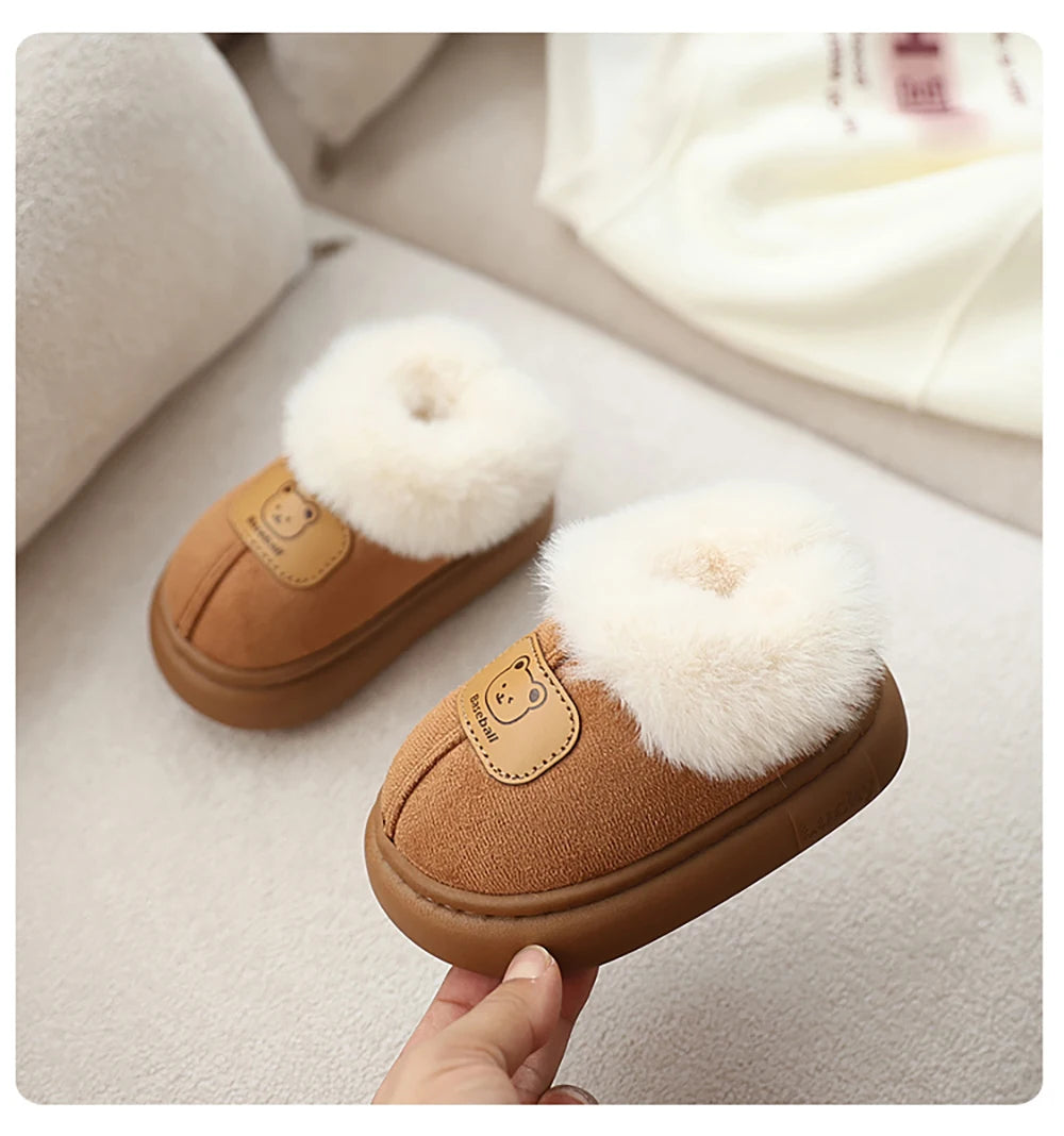 Cute Cartoon Winter Boots For Children Boy's Girl's Plush Boots Thick Warm Velvet Faux Fur Snow Boots For Toddler Kid's Boots