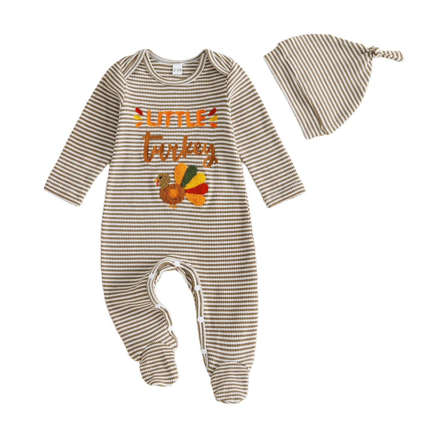 Ouftits Long Baby Baby Boy Thanksgiving Thanksgiving Ouftits Long Romper With Embroidery Long Turkey Embroidery Romper