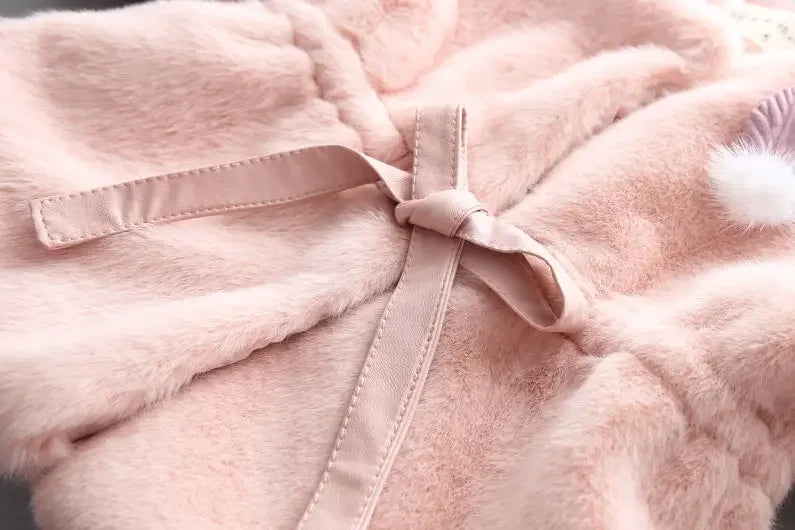 Charming Pink Faux Fur Coat for Girls