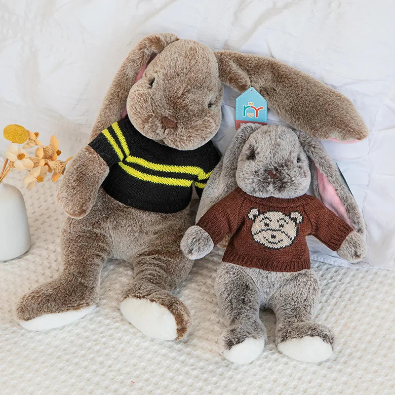 Plush Bunny Dolls with Knitted Sweaters – Assorted Colors