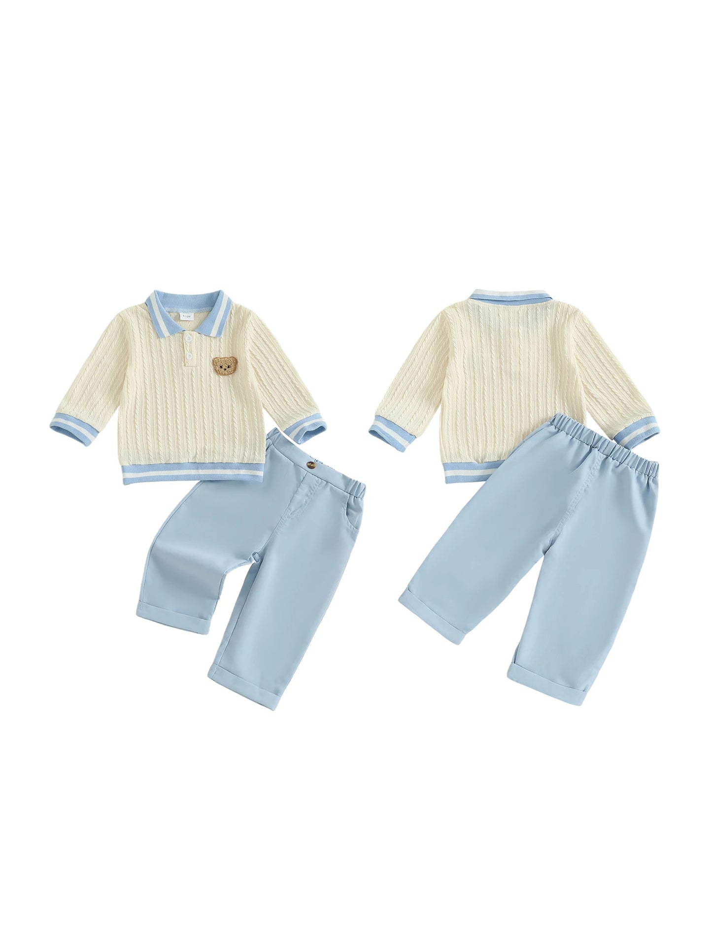 Adorable Cable Knit Polo Outfit Set for Toddlers