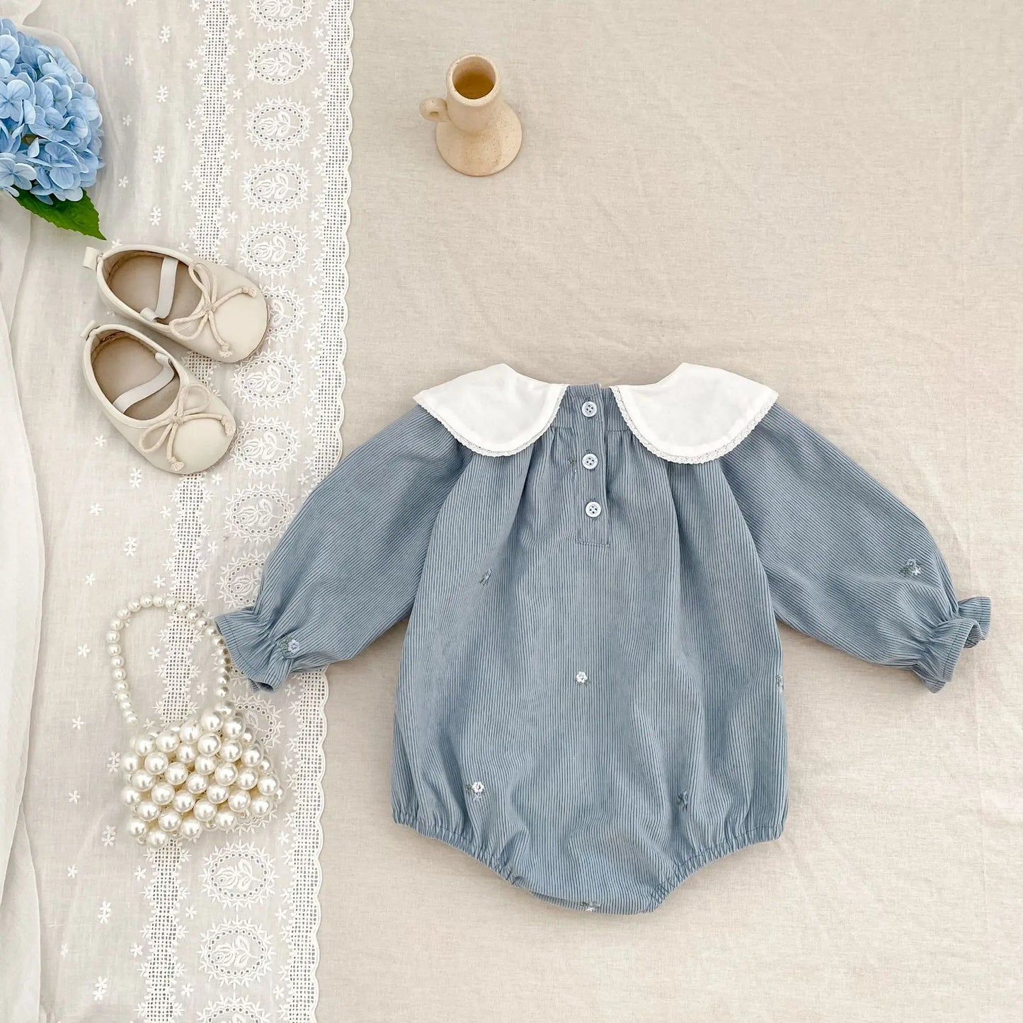 2025 New Toddler Baby Girls Romper Spring Children Clothes Ruffled Long Sleeved Cotton Baby Clothing Flower Baby Girls Jumpsuit