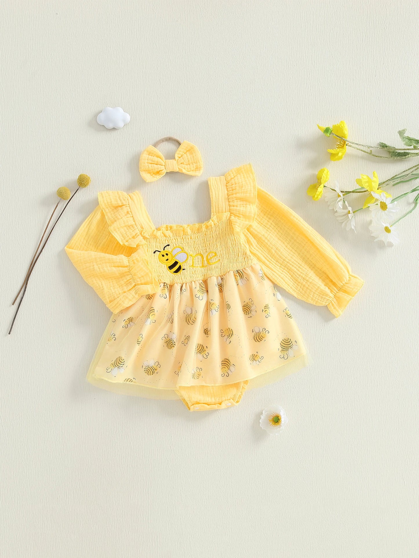 Baby Bee Dress and Headband Set