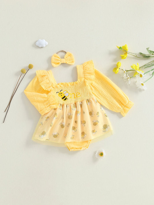 Baby Bee Dress and Headband Set
