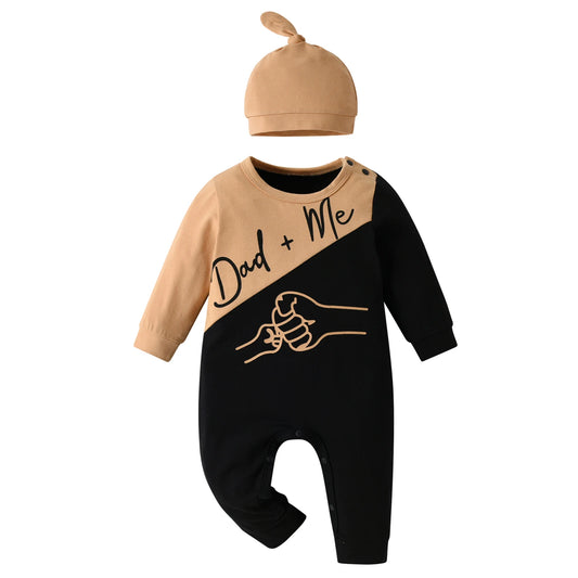 Dad And Me Color Block Baby One Piece With Hat