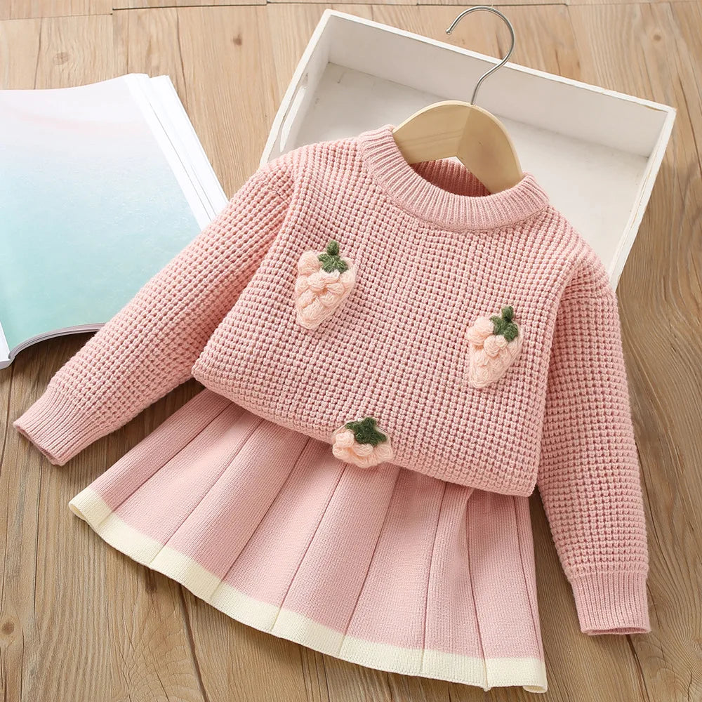 Sweet Knit Sweater and Pleated Skirt Set