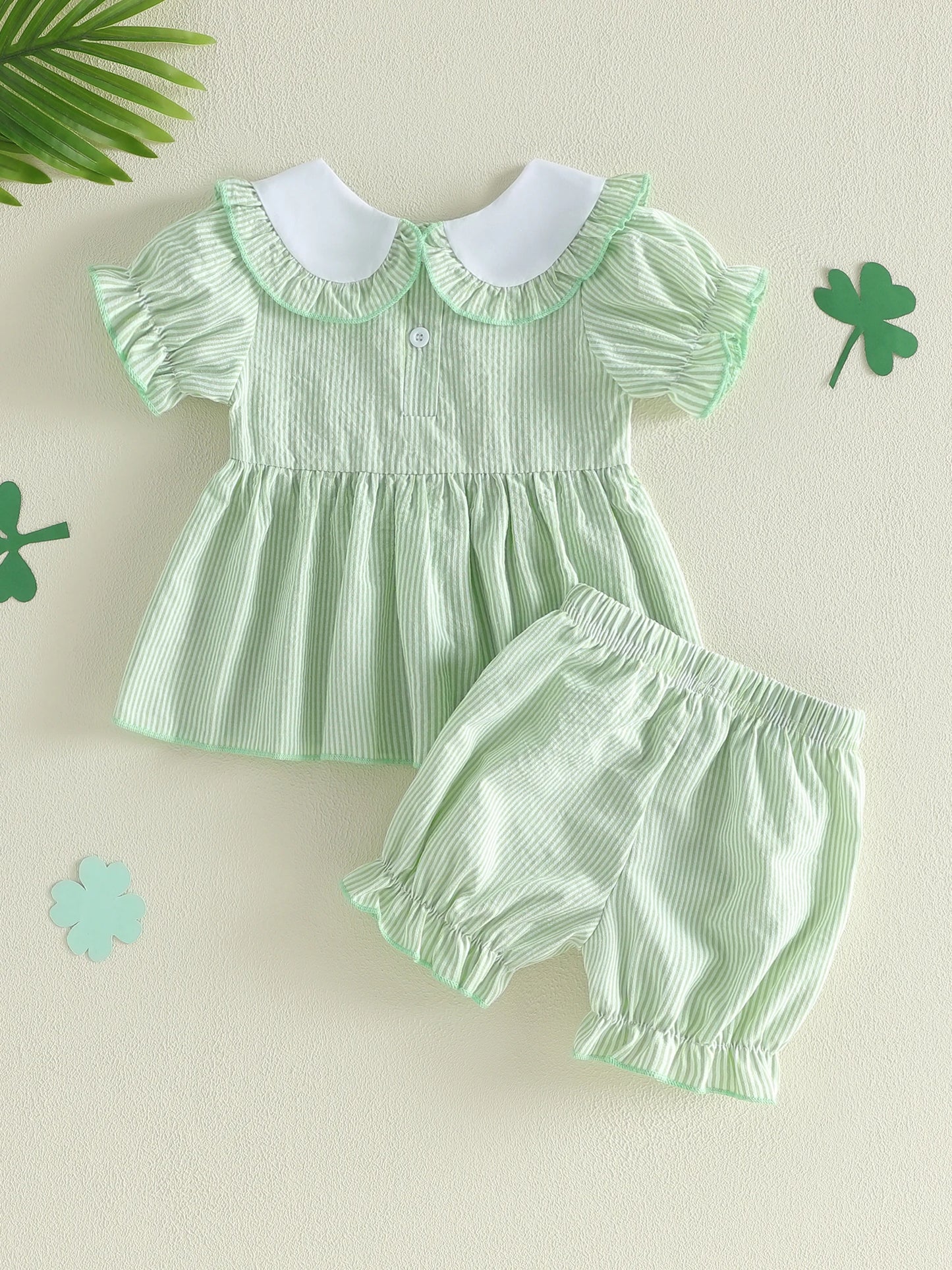Green Clover Baby Top and Bloomer Set