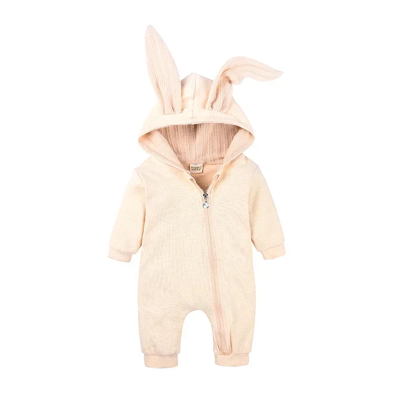 Bunny Ear Hooded Baby Jumpsuit Set