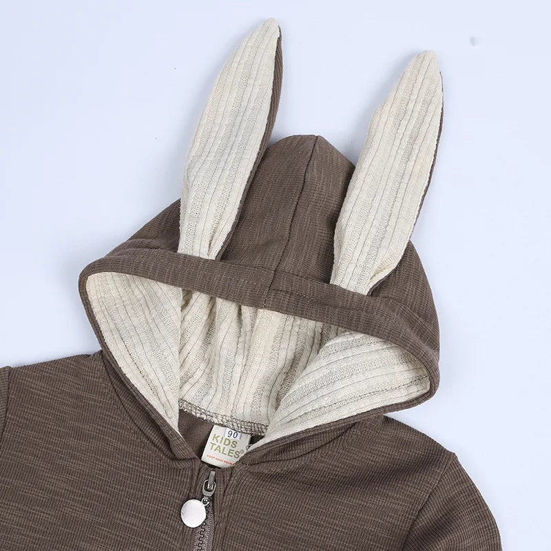 Bunny Ear Hooded Baby Jumpsuit Set